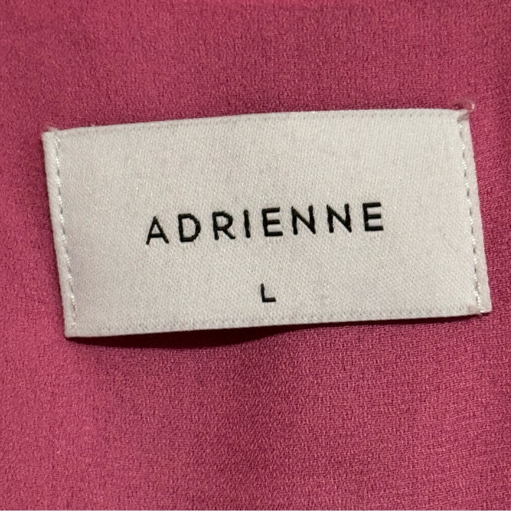 ADRIENNE Fuchsia Two Tone V neckline Racerback Shimmery Loose Fit Blouse Size L - Picture 4 of 6
